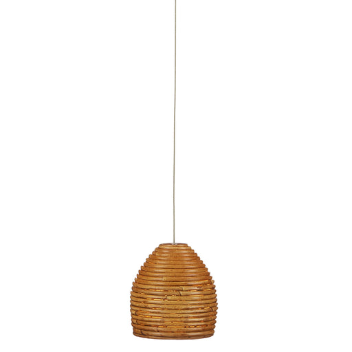 Currey and Company - 9000-0998 - One Light Pendant - Natural Rattan/Silver