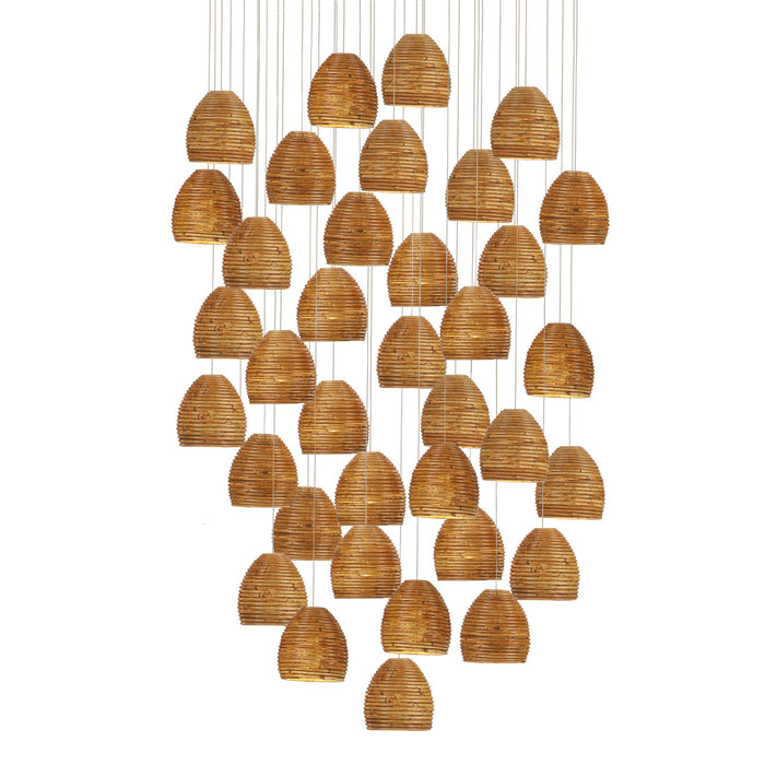 Currey and Company - 9000-1004 - 36 Light Pendant - Natural Rattan/Silver