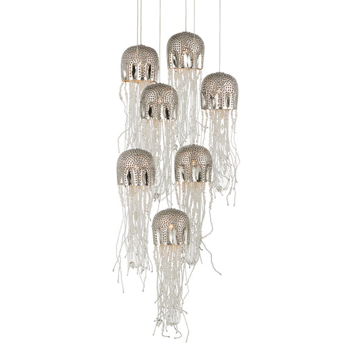 Currey and Company - 9000-1028 - Seven Light Pendant - Nickel/Silver