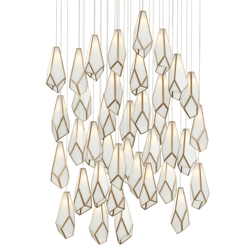Currey and Company - 9000-1039 - 36 Light Pendant - White/Antique Brass/Silver