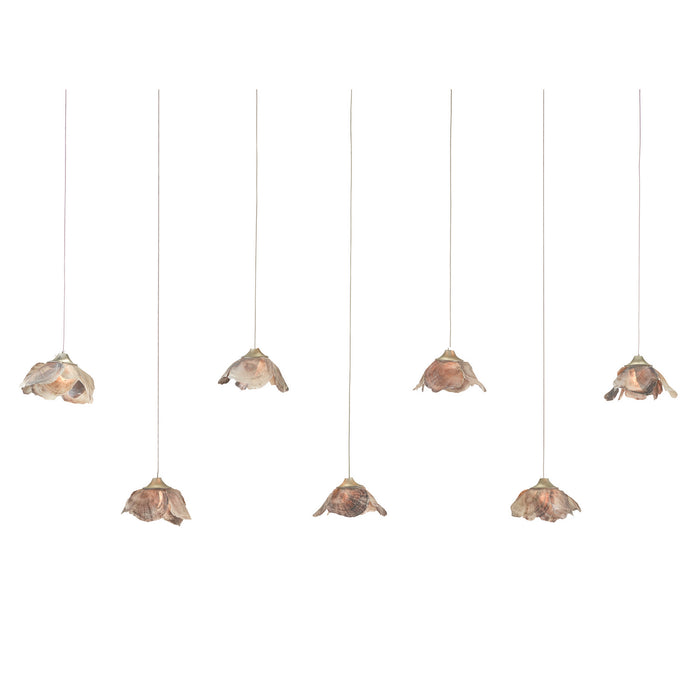 Currey and Company - 9000-1055 - Seven Light Pendant - Natural Shell/Silver