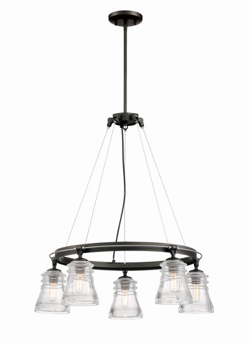 Minka-Lavery - 2736-709 - Five Light Chandelier - Graham Avenue - Smoked Iron And Brushed Nickel