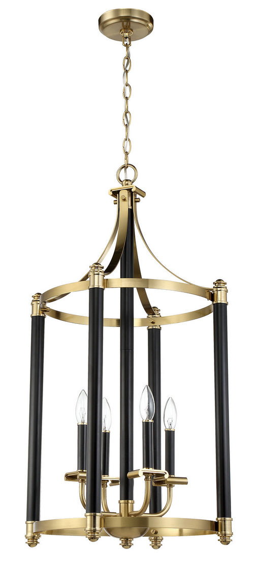 Craftmade - 54834-FBSB - Four Light Foyer Pendant - Stanza - Flat Black/Satin Brass