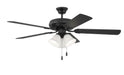 Craftmade - DCF52FB5C3W - 52``Ceiling Fan - Decorator's Choice - Flat Black