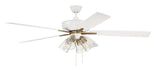 Craftmade - S104WSB5-60WWOK - 60``Ceiling Fan - Super Pro fan - White/Satin Brass