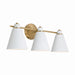 Capital Lighting - 150131AW - Three Light Vanity - Bradley - Aged Brass and White