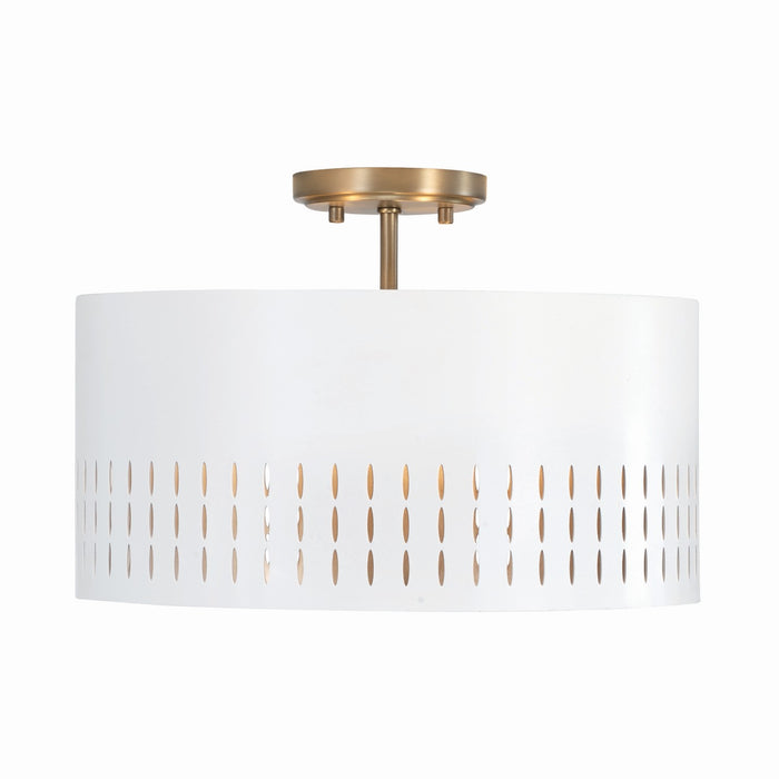 Capital Lighting - 250231AW - Three Light Semi-Flush Mount - Dash - Aged Brass and White