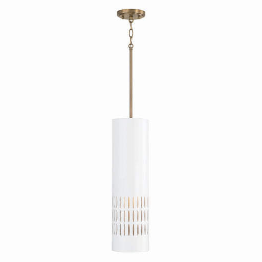 Capital Lighting - 350211AW - One Light Pendant - Dash - Aged Brass and White
