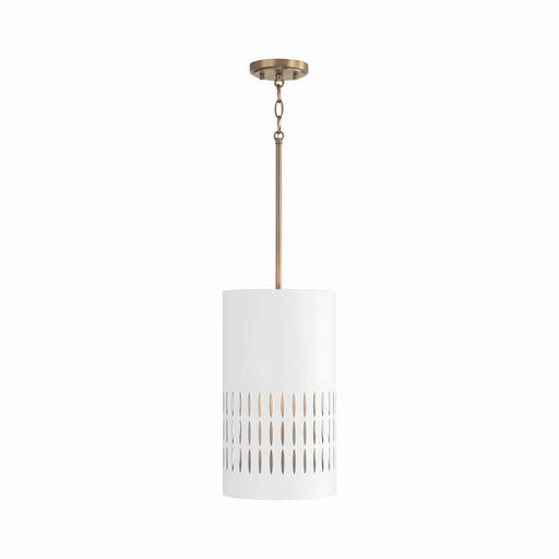 Capital Lighting - 350212AW - One Light Pendant - Dash - Aged Brass and White