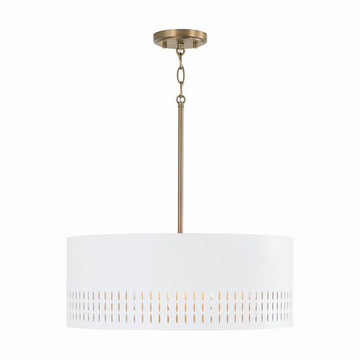 Capital Lighting - 350233AW - Three Light Pendant - Dash - Aged Brass and White