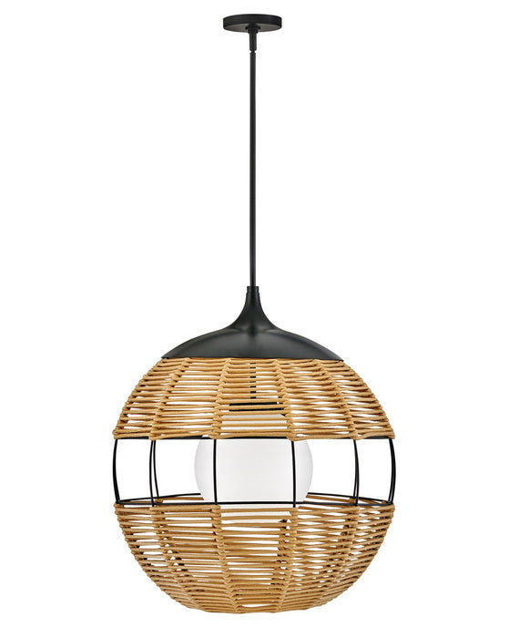 Hinkley - 19675BK-NAT - LED Hanging Lantern - Maddox - Black with Light Natural Nylon Shade