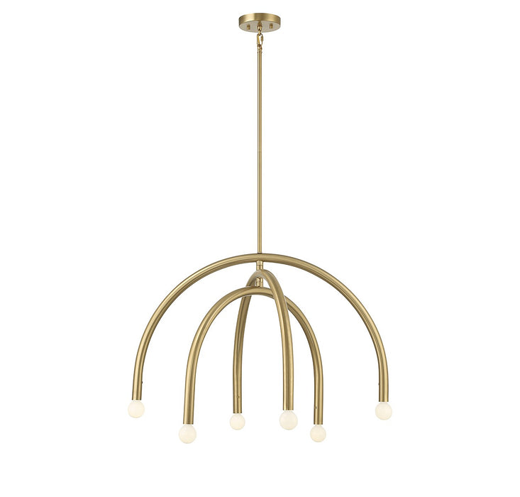 Meridian - M100115NB - Six Light Chandelier - Natural Brass