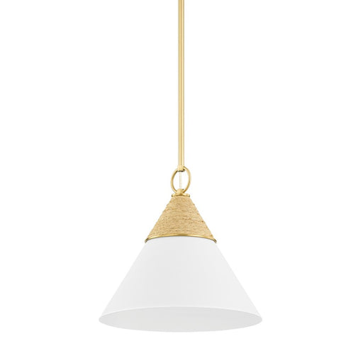 Mitzi - H709701S-AGB/TWH - One Light Pendant - Mica - Aged Brass