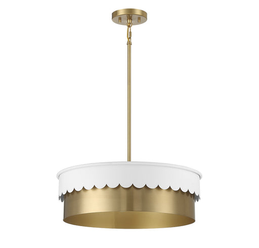 Meridian - M7030WHNB - Four Light Pendant - White and Natural Brass