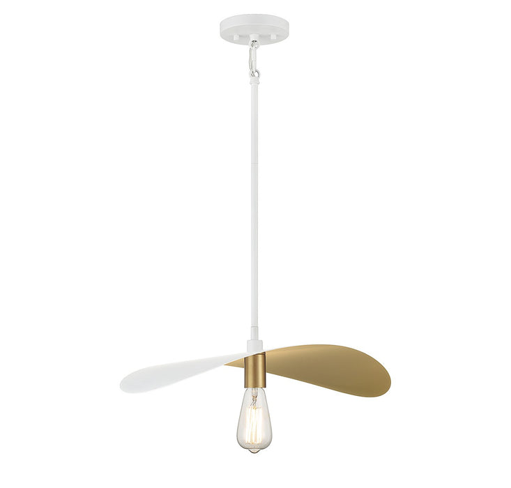 Meridian - M7031WHNB - One Light Pendant - White and Painted Gold