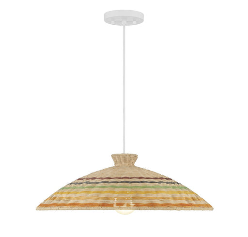 Meridian - M7032NRC - One Light Pendant - Matte White and Natural Rattan Color