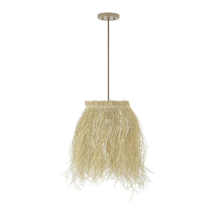Meridian - M7033NR - One Light Pendant - Matte White and Natural Rattan