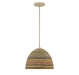Meridian - M7034NRC - One Light Pendant - Matte White and Natural Rattan Color