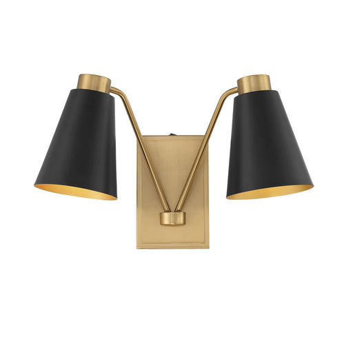 Meridian - M90076MBKNB - Two Light Wall Sconce - Matte Black with Natural Brass