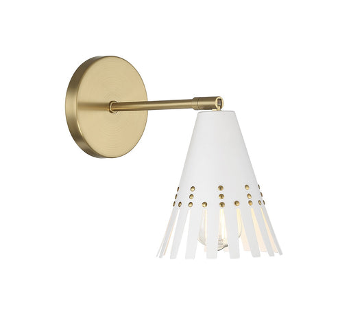 Meridian - M90103WHNB - One Light Wall Sconce - White and Natural Brass