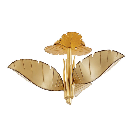 Varaluz - 901S03GO - Three Light Semi-Flush Mount - Banana Leaf - Gold/Dark Edging