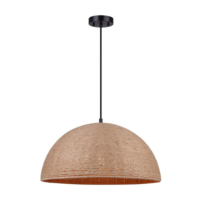 Canarm - IPL785B03BKR20 - Three Light Pendant - Aubrie - Matte Black/Rope Color