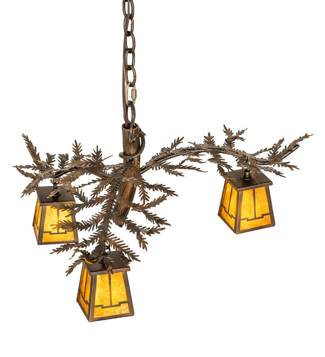 Meyda Tiffany - 257933 - Three Light Chandelier - Pine Branch - Antique Copper