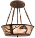 Meyda Tiffany - 259256 - Four Light Semi-Flushmount - Leaping Trout - Antique Copper,Burnished