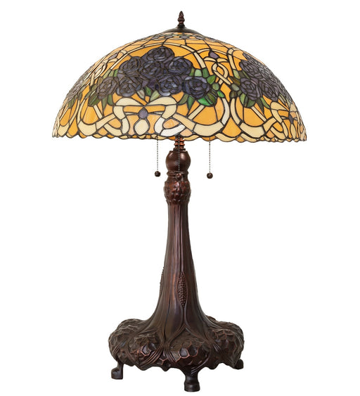 Meyda Tiffany - 261315 - Three Light Table Lamp - Rose Bouquet - Mahogany Bronze