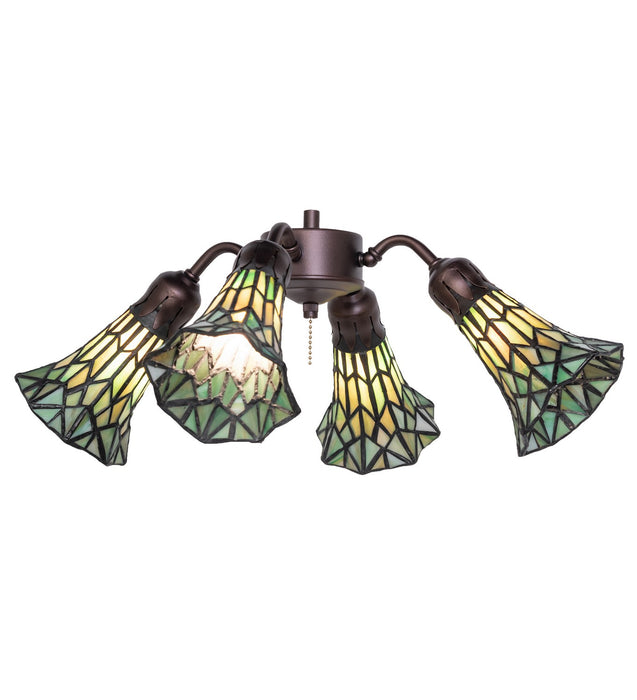 Meyda Tiffany - 261516 - Four Light Fan Light - Stained Glass Pond Lily - Mahogany Bronze