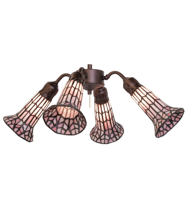Meyda Tiffany - 261517 - Four Light Fan Light - Stained Glass Pond Lily - Mahogany Bronze