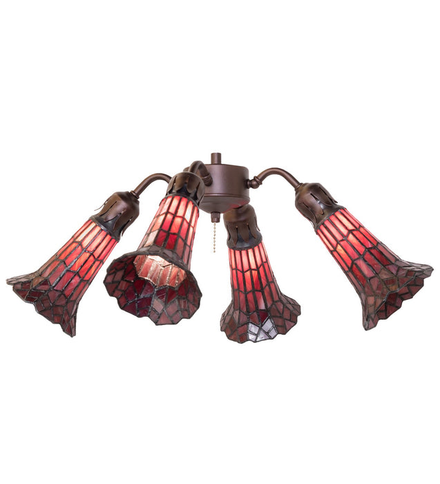 Meyda Tiffany - 261519 - Four Light Fan Light - Stained Glass Pond Lily - Mahogany Bronze