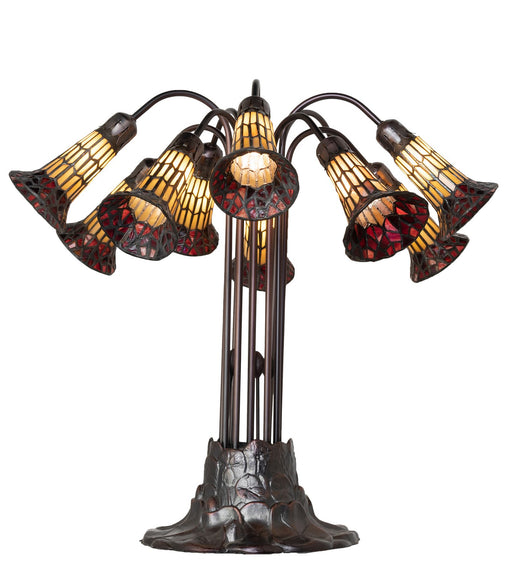 Meyda Tiffany - 261667 - Ten Light Table Lamp - Stained Glass Pond Lily - Mahogany Bronze
