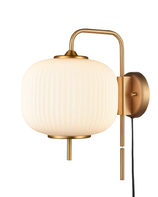 DVI Lighting - DVP40001BR-RIO - One Light Wall Sconce - Mount Pearl - Brass With Ribbed Half Opal Glass