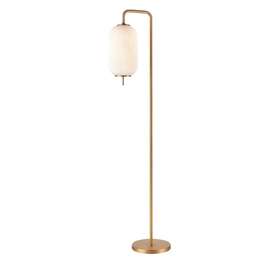 DVI Lighting - DVP40016BR-RIO - One Light Floor Lamp - Mount Pearl - Brass With Ribbed Half Opal Glass