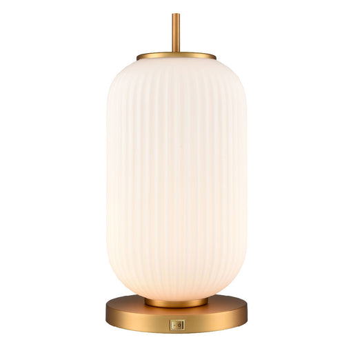 DVI Lighting - DVP40019BR-RIO - One Light Table Lamp - Mount Pearl - Brass With Ribbed Half Opal Glass