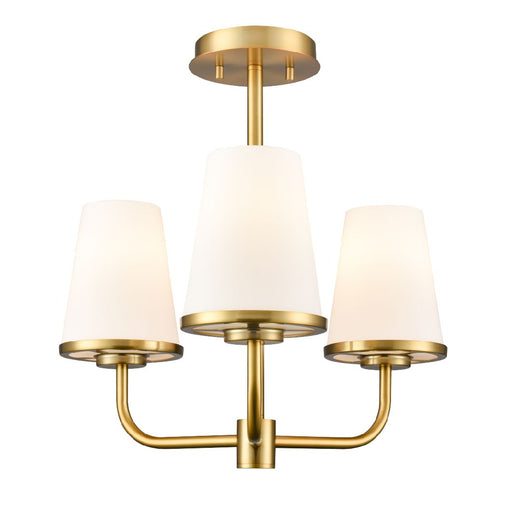DVI Lighting - DVP48012BR-OP - Three Light Semi-Flush Mount - Kanata - Brass With Half Opal Glass