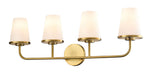 DVI Lighting - DVP48044BR-OP - Four Light Vanity - Kanata - Brass With Half Opal Glass