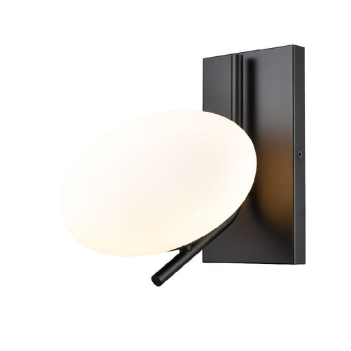 DVI Lighting - DVP49001EB-OP - One Light Wall Sconce - Valour Road - Ebony With Half Opal Glass