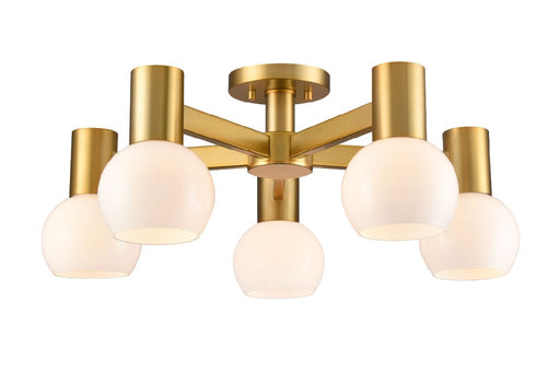 DVI Lighting - DVP49413BR-TO - Five Light Semi-Flush Mount - Lillooet - Brass With True Opal Glass