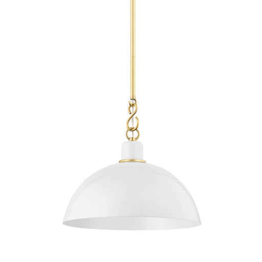 Mitzi - H769701S-AGB/GWH - One Light Pendant - Camille - Aged Brass