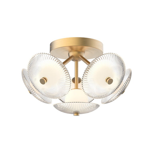 Alora - FM417606BGCR - LED Flush Mount - Hera - Brushed Gold/Clear Ribbed Glass