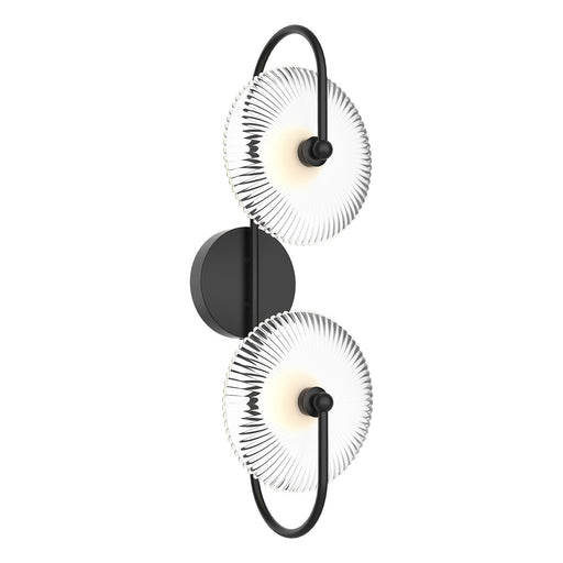 Alora - WV417802MBCR - LED Wall Sconce - Hera - Matte Black/Clear Ribbed
