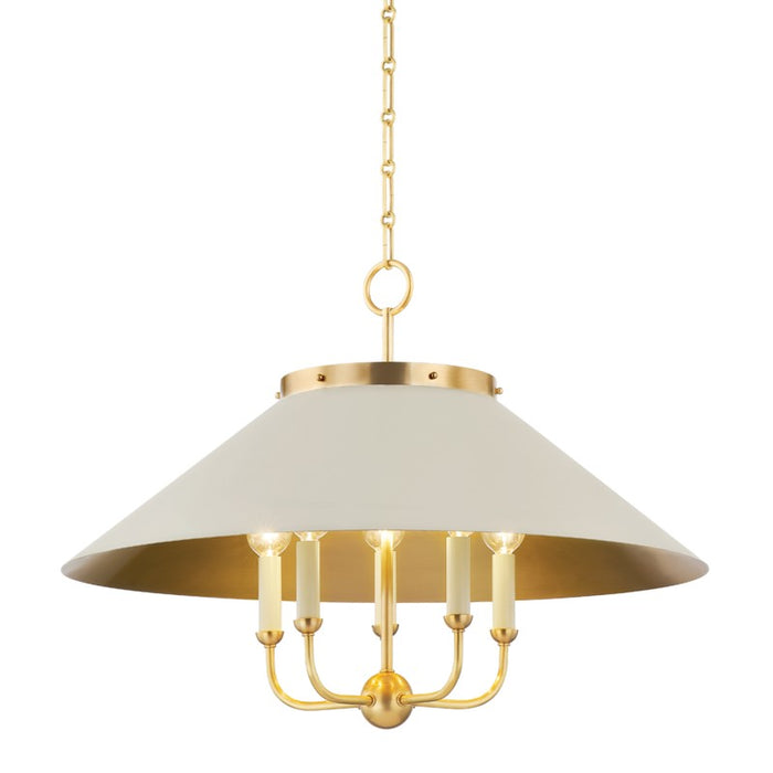 Hudson Valley - MDS1403-AGB/OW - Five Light Chandelier - Clivedon - Aged Brass