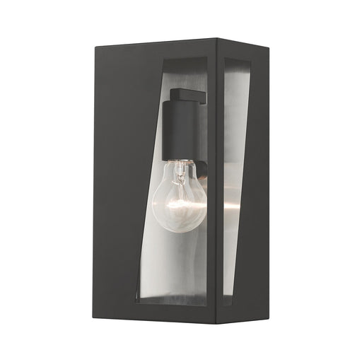 Livex Lighting - 28932-04 - One Light Outdoor Wall Lantern - Forsyth - Black with Brushed Nickel Stainless Steel Reflector