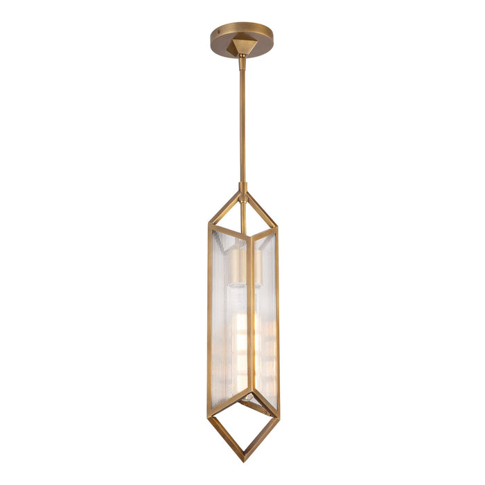 Alora - PD332119VBCR - One Light Pendant - Cairo - Vintage Brass/Clear Ribbed Glass