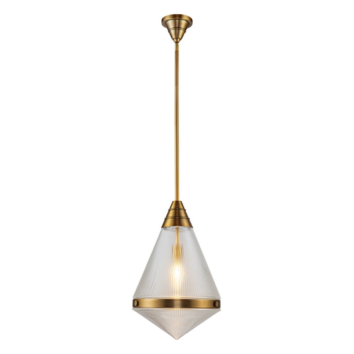 Alora - PD348022VBPG - One Light Pendant - Willard - Vintage Brass/Clear Prismatic Glass