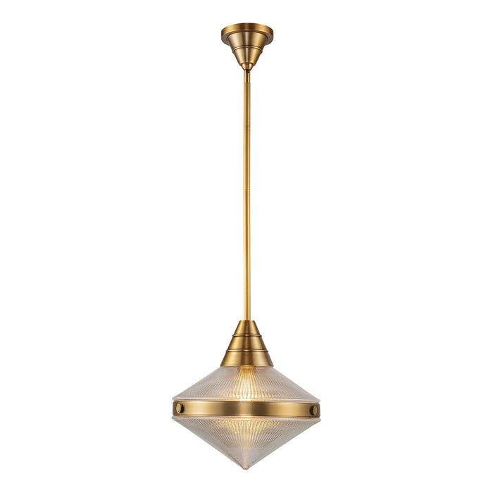 Alora - PD348114VBPG - One Light Pendant - Willard - Vintage Brass/Clear Prismatic Glass