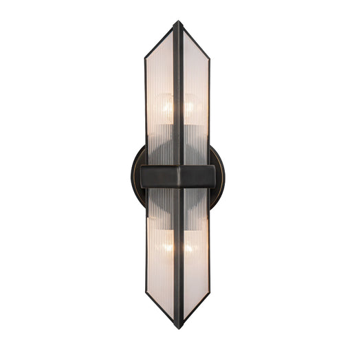 Alora - WV332815UBCR - Two Light Vanity - Cairo - Urban Bronze/Clear Ribbed Glass