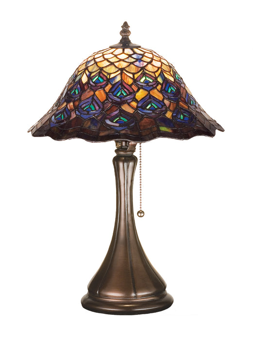 Meyda Tiffany - 28568 - One Light Accent Lamp - Tiffany Peacock Feather - Green/Blue Pbag Purple/Blue Lt Blue Aqua/Green